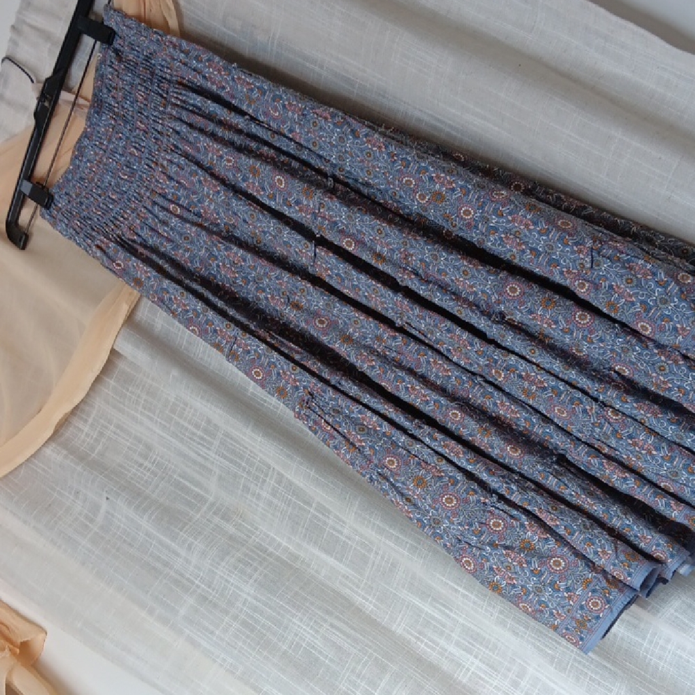 Floral Blue Maxi Skirt - Picture 1 of 9